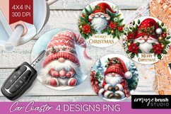 Christmas Gnome Car Coaster - Cute Gnome Coaster PNG Product Image 1