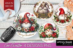Christmas Gnome Car Coaster - Cute Gnome Coaster PNG Product Image 1
