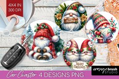 Christmas Gnome Car Coaster - Cute Gnome Coaster PNG Product Image 1