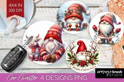 Christmas Gnome Car Coaster - Cute Gnome Coaster PNG Product Image 1