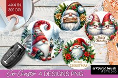 Christmas Gnome Car Coaster - Cute Gnome Coaster PNG Product Image 1