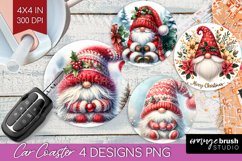 Christmas Gnome Car Coaster - Cute Gnome Coaster PNG Product Image 1
