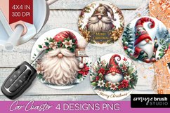 Christmas Gnome Car Coaster - Cute Gnome Coaster PNG Product Image 1