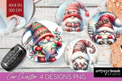 Christmas Gnome Car Coaster - Cute Gnome Coaster PNG Product Image 1