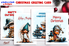 Merry Christmas card design Christmas girl gnomes, lights Product Image 1