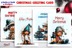 Merry Christmas card design Christmas girl gnomes, lights Product Image 1