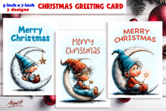 Merry Christmas card design printable Baby gnome with moon Product Image 1