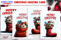 Merry Christmas card design Funny gnome in Christmas sock Product Image 1
