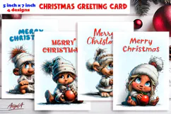 Merry Christmas card design Christmas baby gnomes, ball Product Image 1
