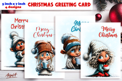Merry Christmas card design Fairy Christmas girl gnomes Product Image 1