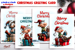 Merry Christmas card design Christmas gnomes, gift box PNG Product Image 1