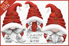 Christmas Gnome Santa Watercolour Clipart PNG Product Image 1