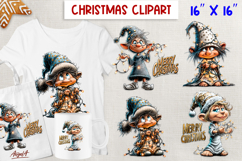 Merry Christmas gnomes clipart Holiday gnome with lights PNG Product Image 1