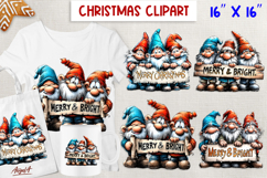 Merry Christmas gnomes clipart Cute Holiday gnomes PNG Product Image 1