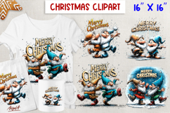 Merry Christmas gnomes clipart Dancing Holiday gnomes PNG Product Image 1