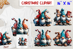 Merry Christmas gnomes clipart Cute Holiday gnomes PNG Product Image 1