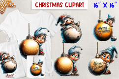 Christmas gnomes clipart Holiday baby gnome ball ornament Product Image 1