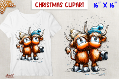 Christmas highland cow clipart PNG Best friends clipart Product Image 1
