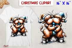 Christmas highland cow clipart PNG Best friends clipart Product Image 1