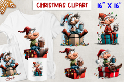Christmas gnomes clipart Funny Holiday gnome hot cocoa PNG Product Image 1