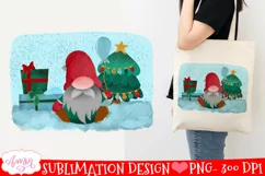 cute gnome in a winter scene for sublimation