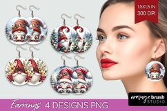 Christmas Gnome Round Earrings - Cute Gnome PNG Sublimation Product Image 1