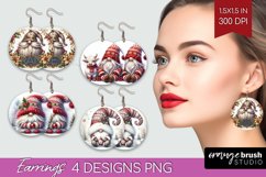 Christmas Gnome Round Earrings - Cute Gnome PNG Sublimation Product Image 1