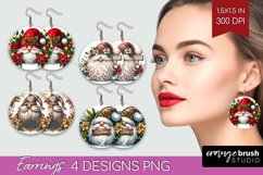 Christmas Gnome Round Earrings - Cute Gnome PNG Sublimation Product Image 1