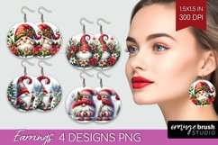 Christmas Gnome Round Earrings - Cute Gnome PNG Sublimation Product Image 1