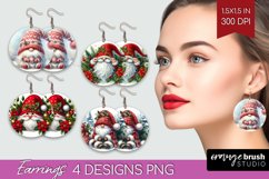 Christmas Gnome Round Earrings - Cute Gnome PNG Sublimation Product Image 1