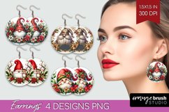 Christmas Gnome Round Earrings - Cute Gnome PNG Sublimation Product Image 1