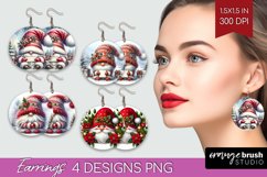Christmas Gnome Round Earrings - Cute Gnome PNG Sublimation Product Image 1