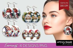 Christmas Gnome Round Earrings - Cute Gnome PNG Sublimation Product Image 1