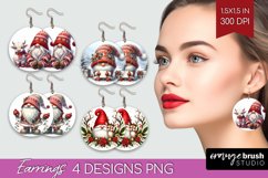 Christmas Gnome Round Earrings - Cute Gnome PNG Sublimation Product Image 1