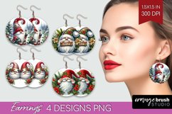 Christmas Gnome Round Earrings - Cute Gnome PNG Sublimation Product Image 1