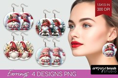 Christmas Gnome Round Earrings - Cute Gnome PNG Sublimation Product Image 1