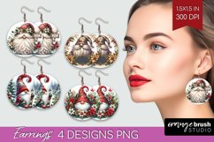Christmas Gnome Round Earrings - Cute Gnome PNG Sublimation Product Image 1
