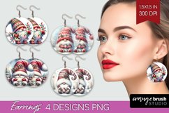 Christmas Gnome Round Earrings - Cute Gnome PNG Sublimation Product Image 1
