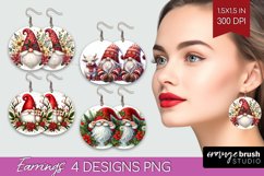 Christmas Gnome Round Earrings - Cute Gnome PNG Sublimation Product Image 1