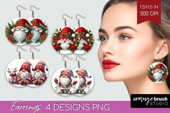 Christmas Gnome Round Earrings - Cute Gnome PNG Sublimation Product Image 1