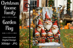 Christmas Gnome Family Garden Flag, Gnome Garden Flag, d13 Product Image 1