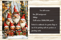Christmas Gnome Family Garden Flag, Gnome Garden Flag, d13 Product Image 2