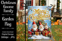 Christmas Gnome Family Garden Flag, Gnome Garden Flag, d14 Product Image 1