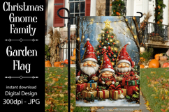 Christmas Gnome Family Garden Flag, Gnome Garden Flag, d15 Product Image 1