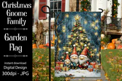 Christmas Gnome Family Garden Flag, Gnome Garden Flag, d17 Product Image 1