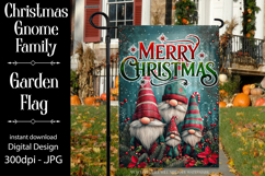 Christmas Gnome Family Garden Flag, Gnome Garden Flag, d1 Product Image 1
