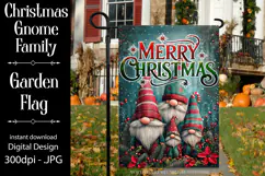 Christmas Gnome Family Garden Flag, Gnome Garden Flag, d1 Product Image 1