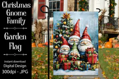 Christmas Gnome Family Garden Flag, Gnome Garden Flag, d20 Product Image 1