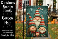 Christmas Gnome Family Garden Flag, Gnome Garden Flag, d4 Product Image 1