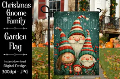 Christmas Gnome Family Garden Flag, Gnome Garden Flag, d4 Product Image 1